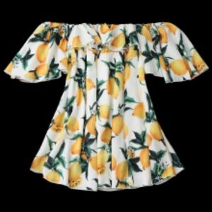 NWT Zaful Lemon Print Off Shoulder Dress